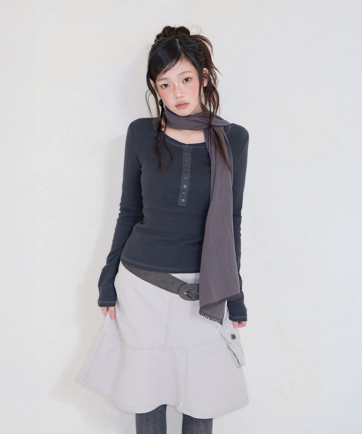 미레코(MIRECO) CARGO POCKET MERMAID MIDI SK GREY