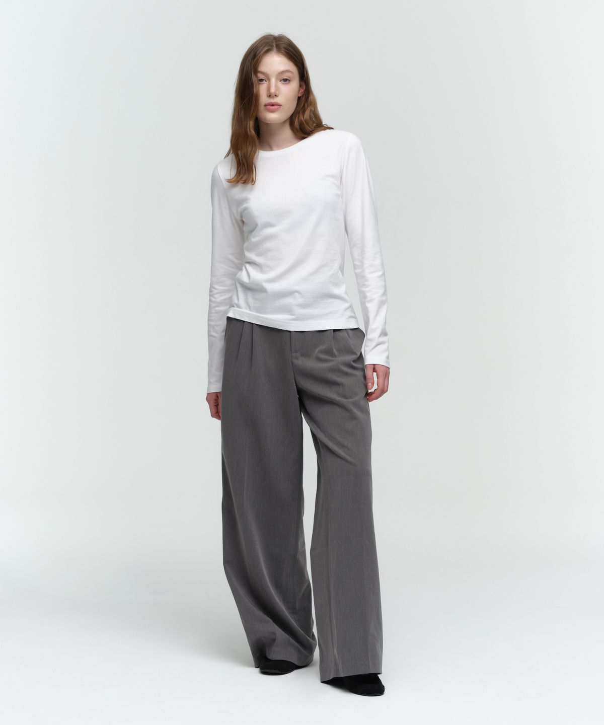 헤인즈(HANES) 2P 재팬 핏 for HER 크루넥 롱 슬리브 티셔츠 화이트