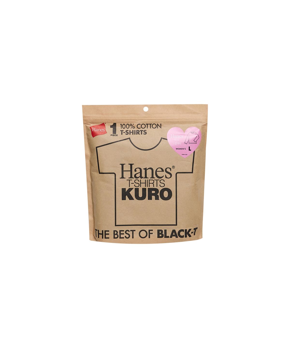 헤인즈(HANES) 쿠로 for HER 크루넥 롱 슬리브 티셔츠 블랙