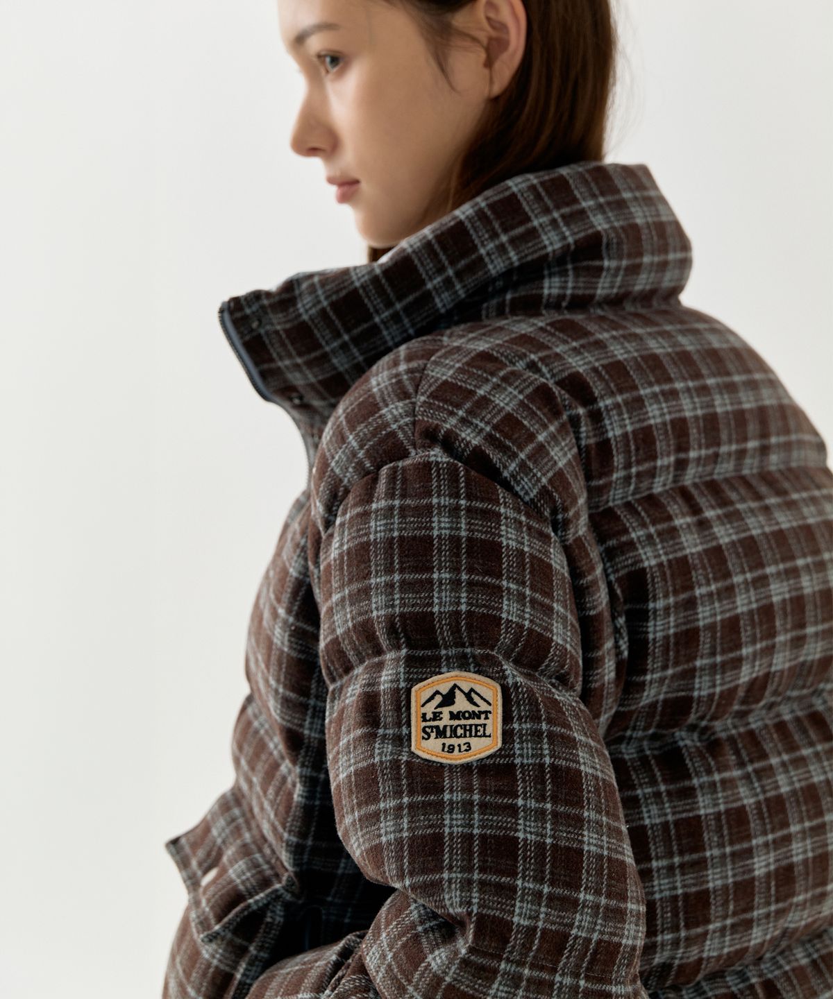 르몽생미셸(LE MONT ST MICHEL) WOOL CHECKED DUCK DOWN JACKET_Blue