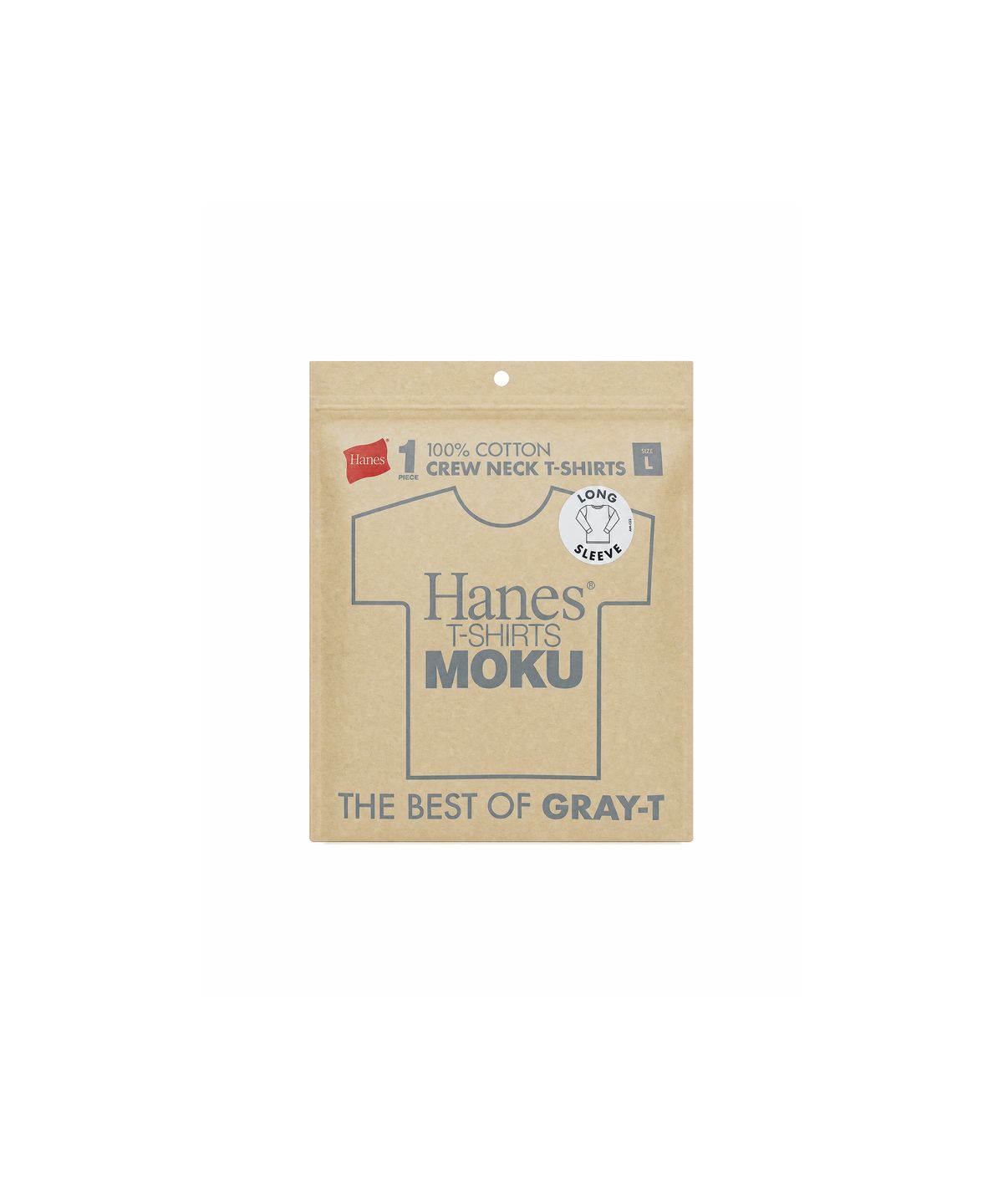 헤인즈(HANES) 모쿠 크루넥 롱 슬리브 티셔츠 모쿠