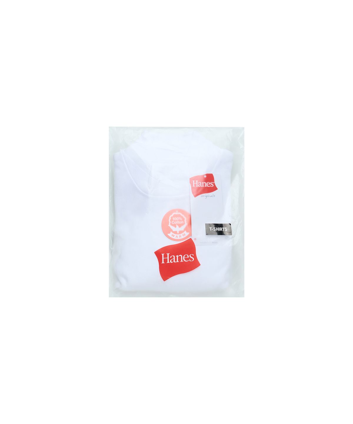 헤인즈(HANES) 오리지널스 브쉬시드 코튼 모크넥 롱 슬리브 티셔츠 화이트