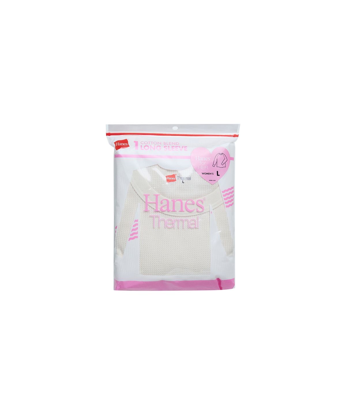 헤인즈(HANES) 써멀 for HER 헨리넥 롱 슬리브 티셔츠 오프 화이트
