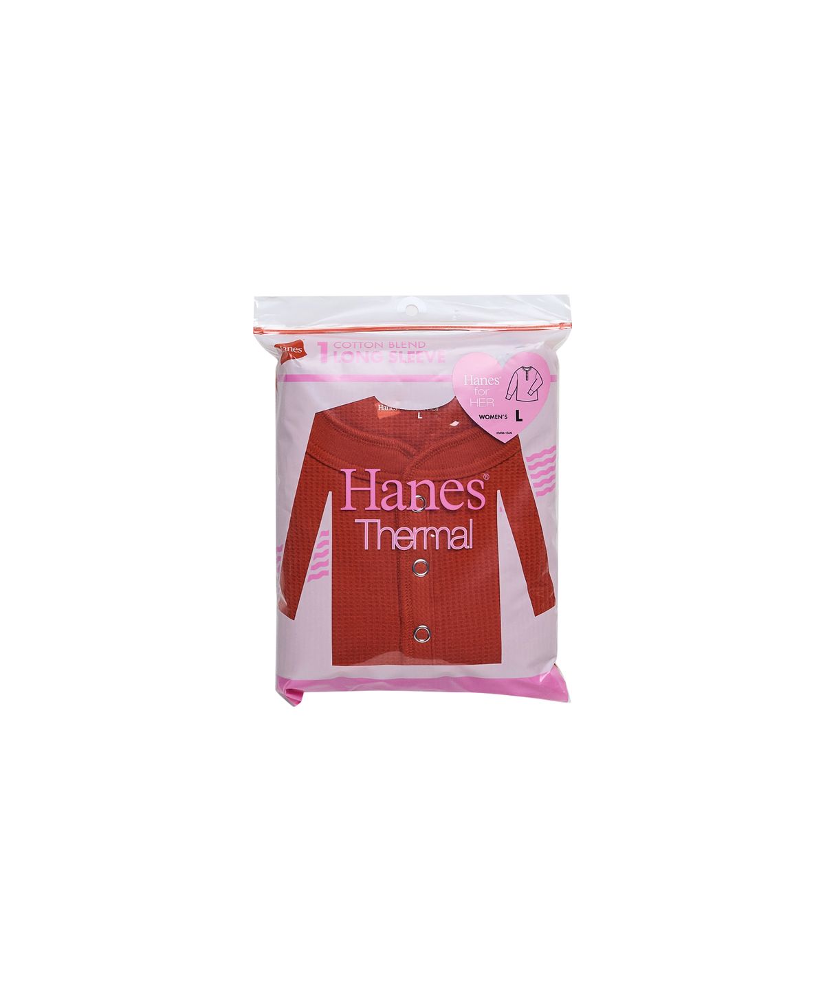 헤인즈(HANES) 써멀 for HER 헨리넥 롱 슬리브 티셔츠 레드