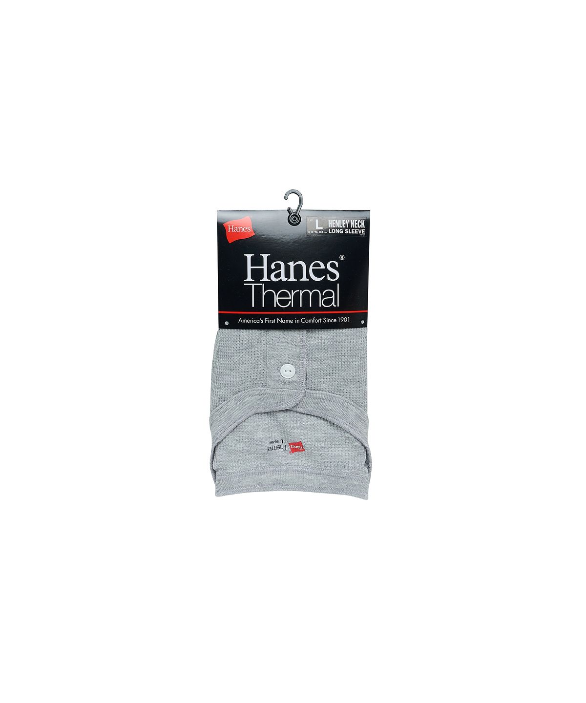 헤인즈(HANES) 써멀 헨리넥 롱 슬리브 티셔츠 헤더 그레이