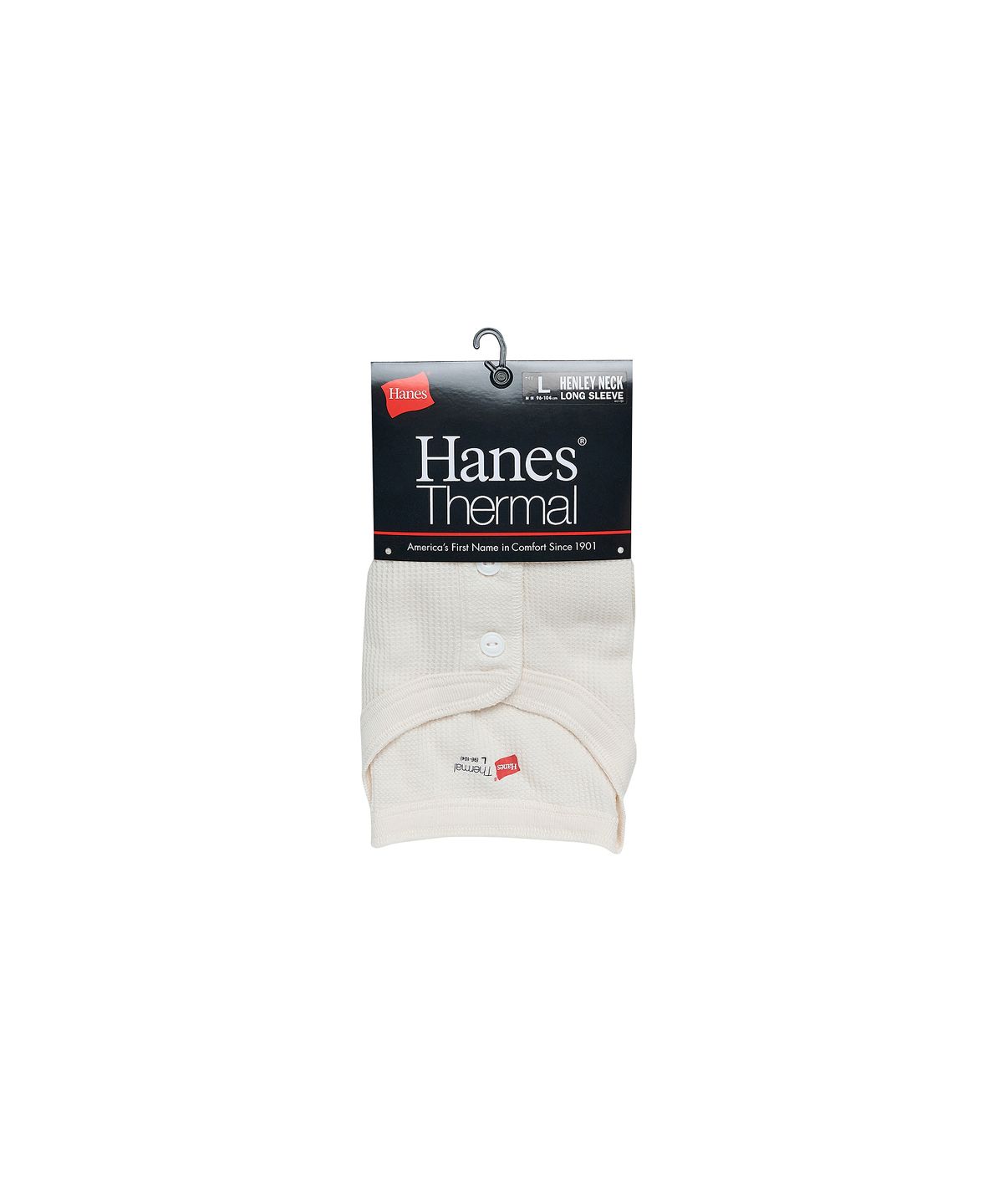 헤인즈(HANES) 써멀 헨리넥 롱 슬리브 티셔츠 오프 화이트