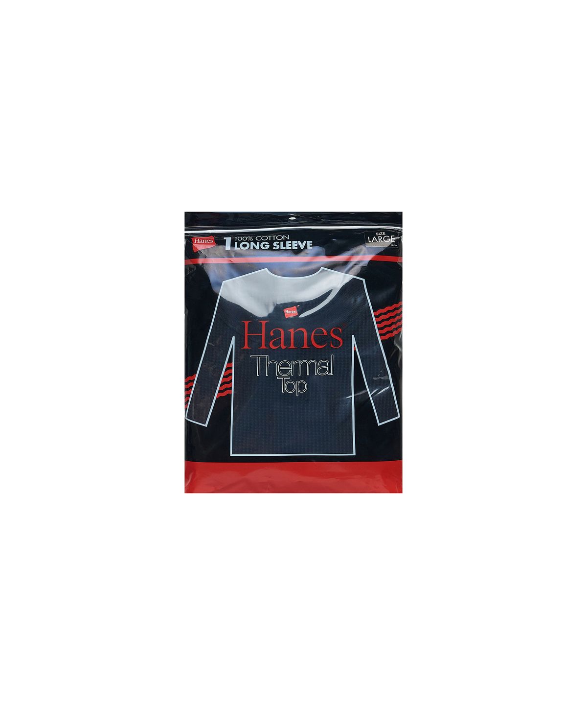 헤인즈(HANES) 써멀 탑 크루넥 롱 슬리브 티셔츠 블랙