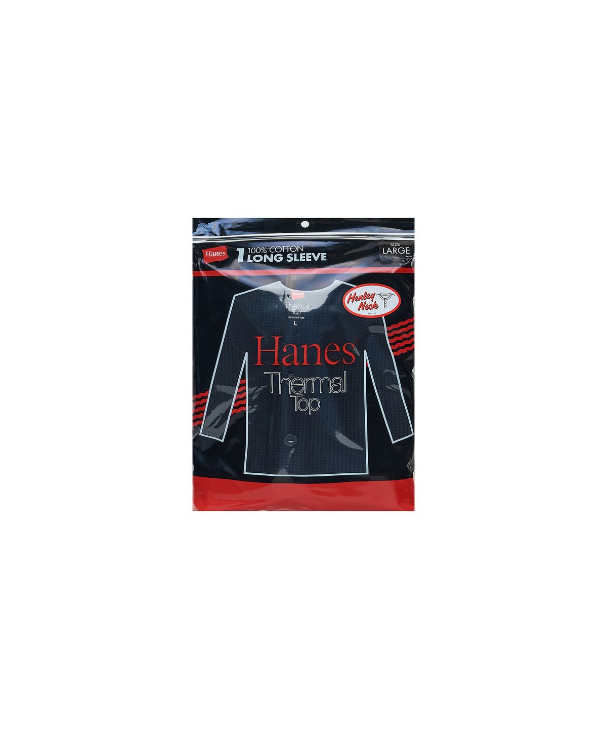 헤인즈(HANES) 써멀 탑 헨리넥 롱 슬리브 티셔츠 블랙