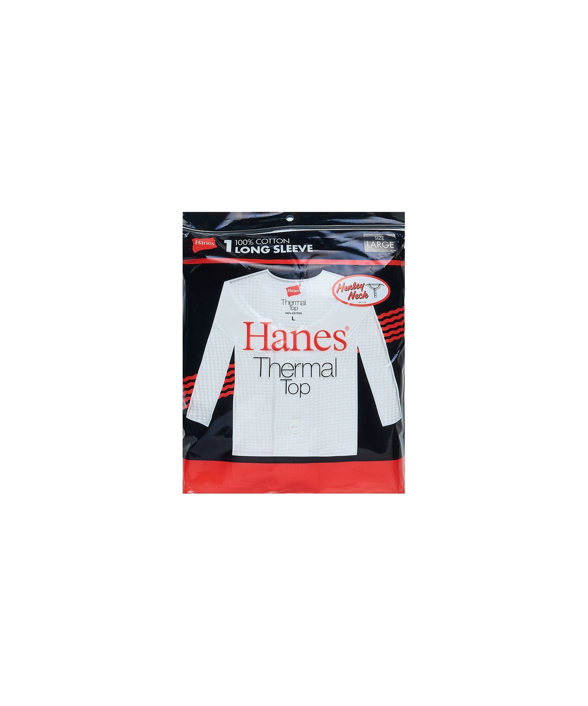 헤인즈(HANES) 써멀 탑 헨리넥 롱 슬리브 티셔츠 화이트
