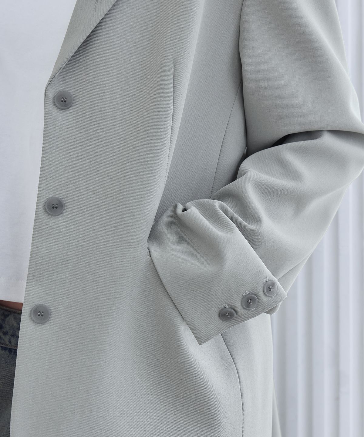 런던다다(LONDONDADA) Belted Tailored Jacket, FOG GREY
