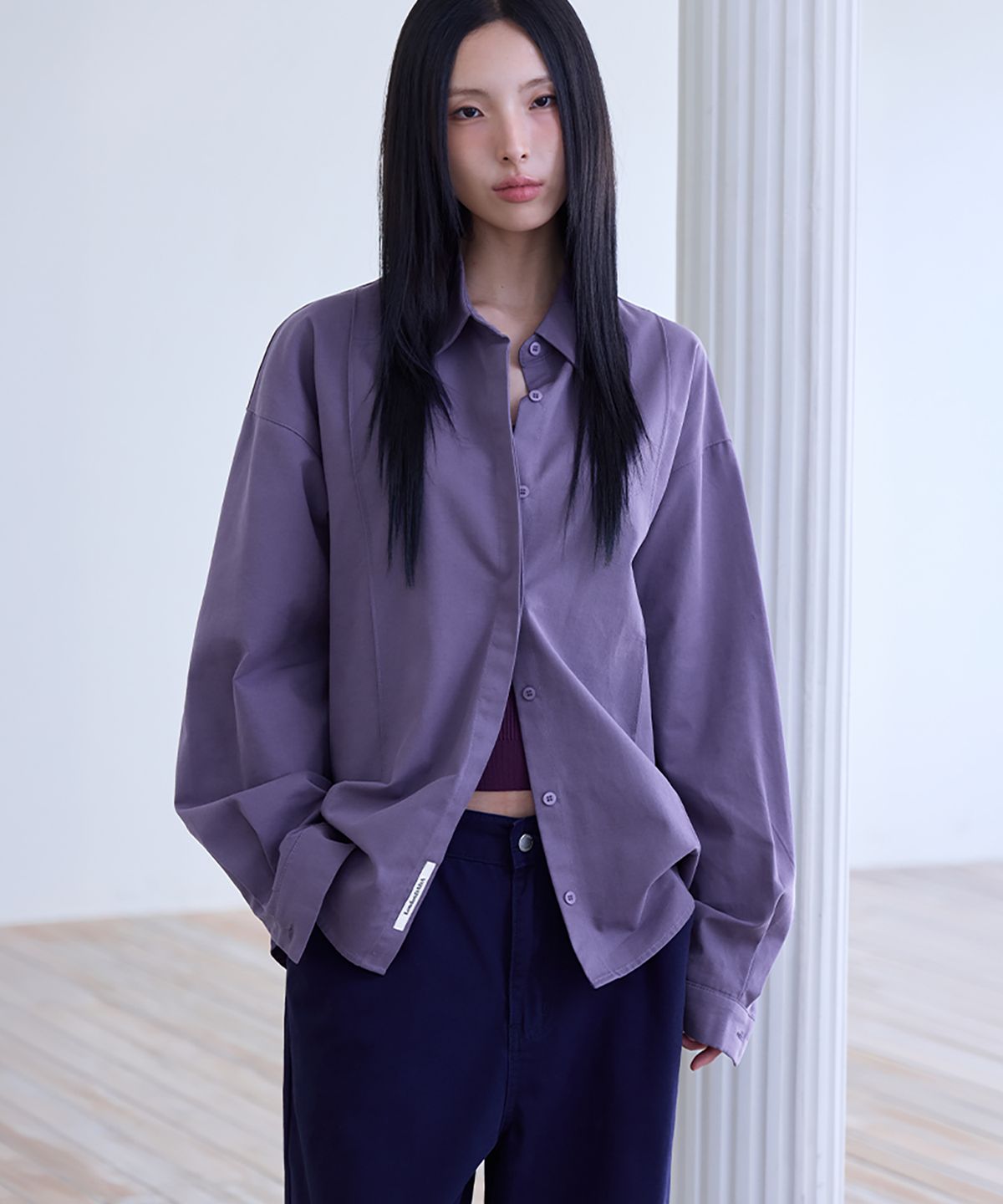 런던다다(LONDONDADA) Essential Oversized Shirt, MUTED PURPLE