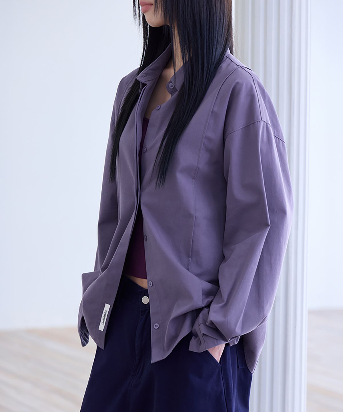 런던다다(LONDONDADA) Essential Oversized Shirt, MUTED PURPLE