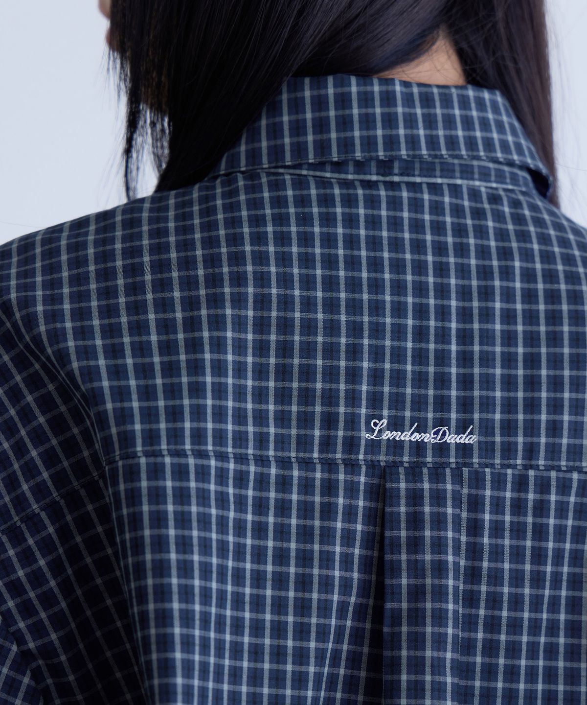 런던다다(LONDONDADA) Oversized LDD Checked Shirt, NAVY