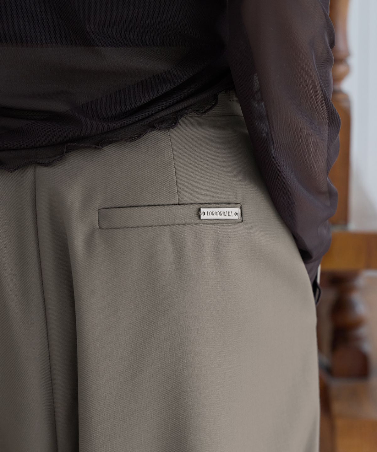 런던다다(LONDONDADA) [SET-UP] Urban Semi-Wide Wrap Belt Slacks,  TAUPE