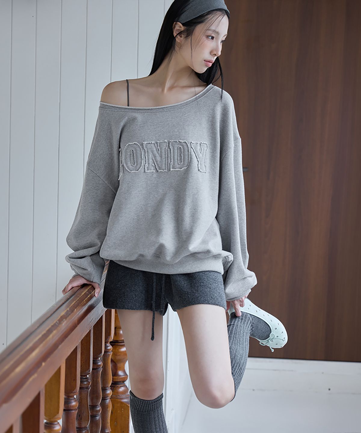 런던다다(LONDONDADA) LONDY Cut Off Sweatshirt, M.GREY