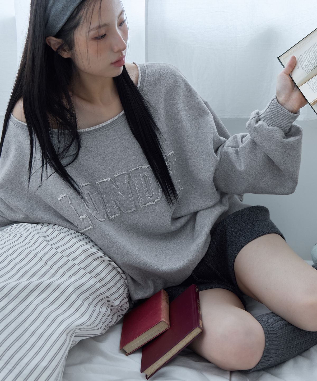 런던다다(LONDONDADA) LONDY Cut Off Sweatshirt, M.GREY