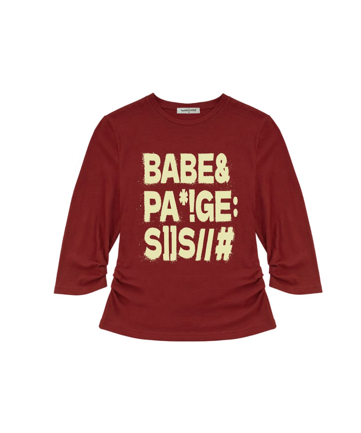 페이지시시(PAGESIISII) BABE 볼드 타이포 프린팅 7부 롱슬리브 화이트