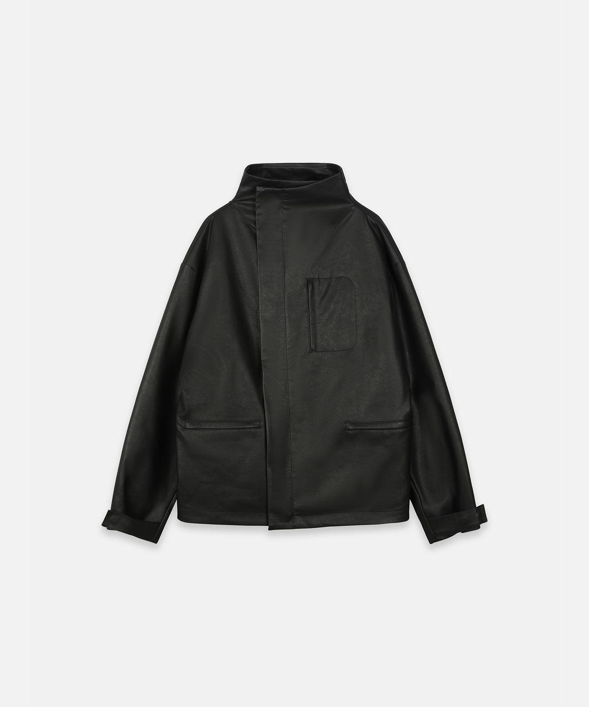나체(NACHE) OVERSIZED LEATHER RIDER JACKET BLACK