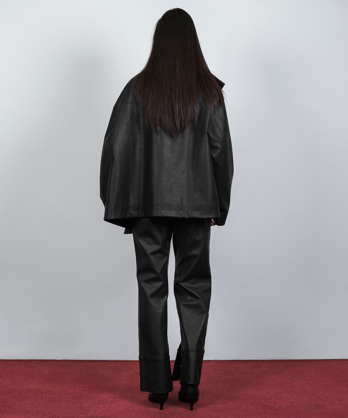 나체(NACHE) OVERSIZED LEATHER RIDER JACKET BLACK