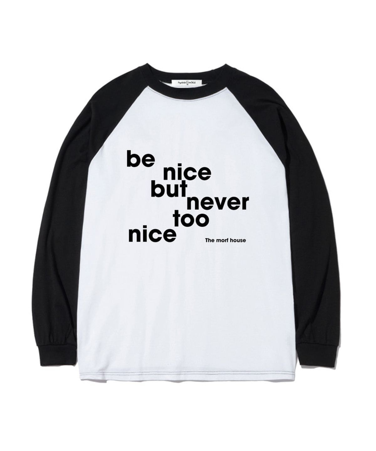더모프하우스(THEMORFHOUSE) be nice 프린트 오버핏 롱슬리브 블랙