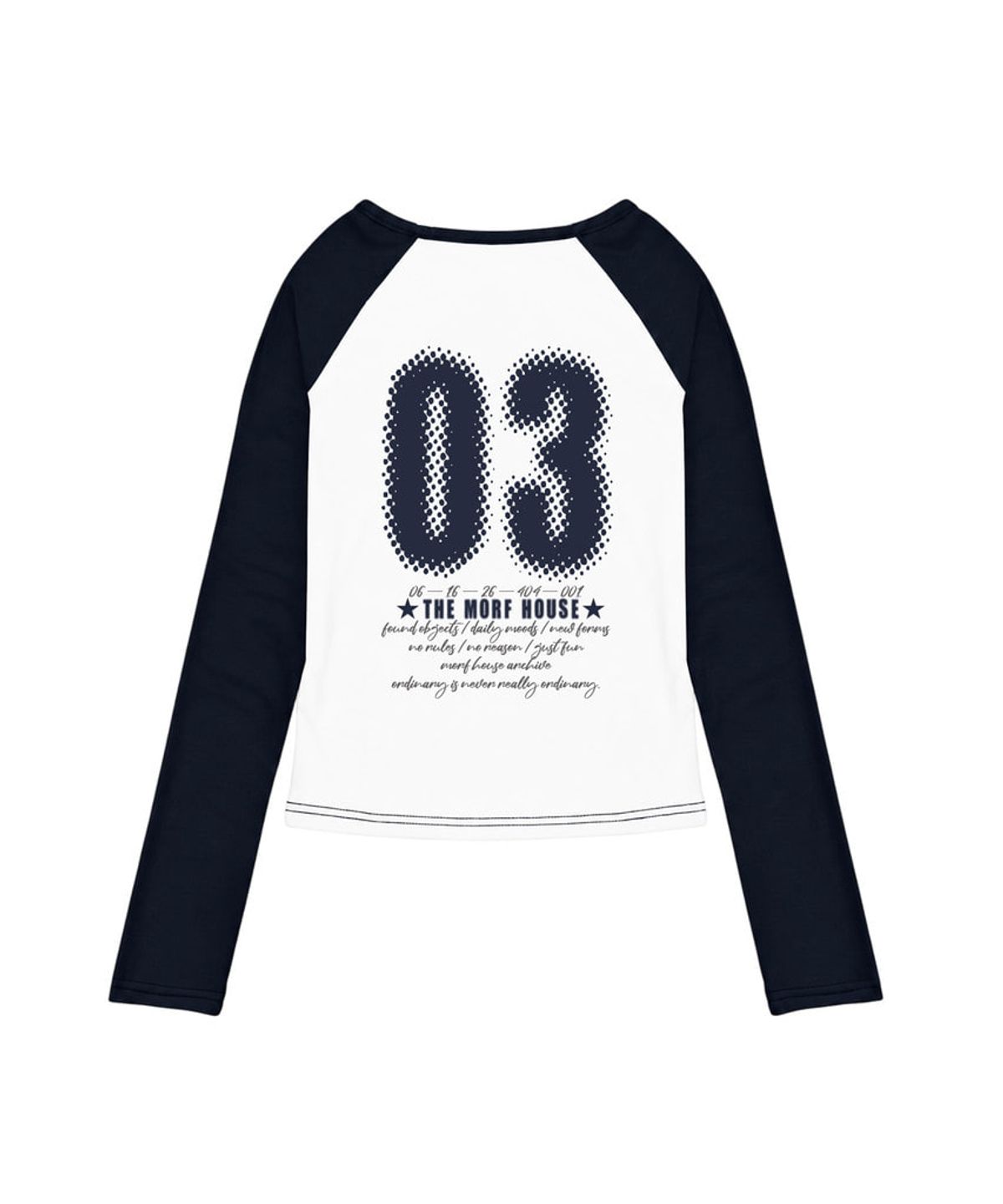 더모프하우스(THEMORFHOUSE) TMH 03 프린트 배색 U넥 롱슬리브 라이트블루
