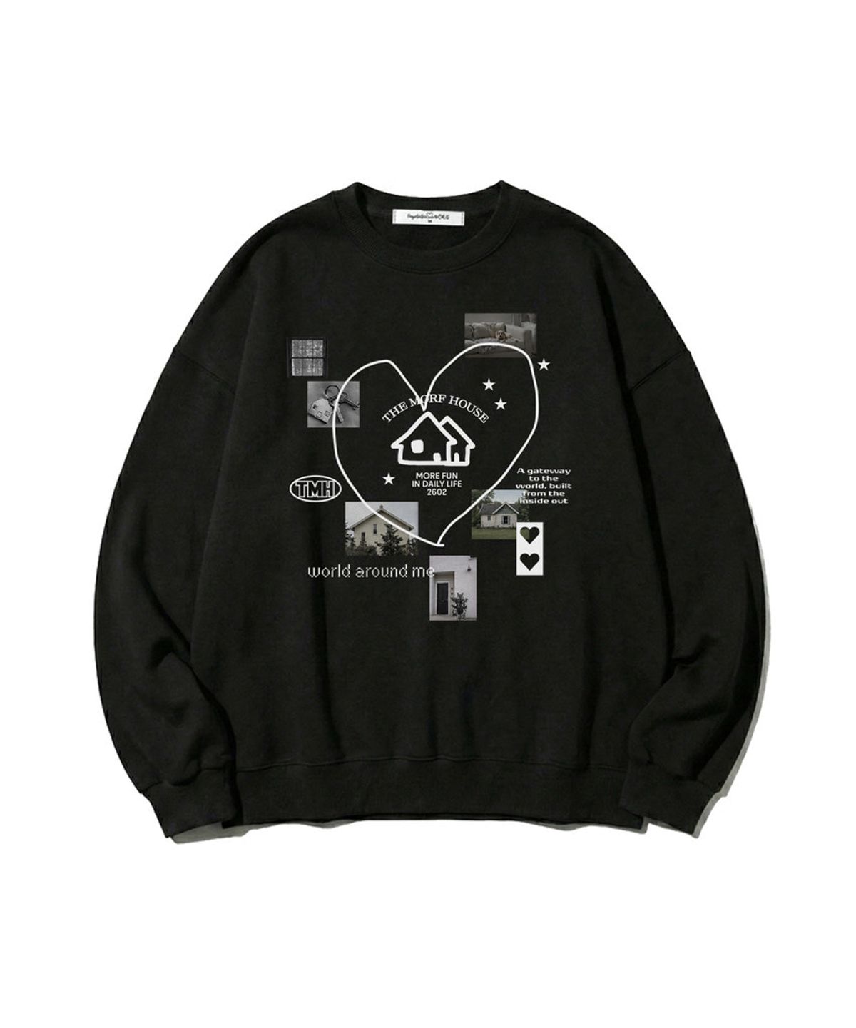 더모프하우스(THEMORFHOUSE) 메모리 오브 하우스 프린트 맨투맨 화이트멜란지