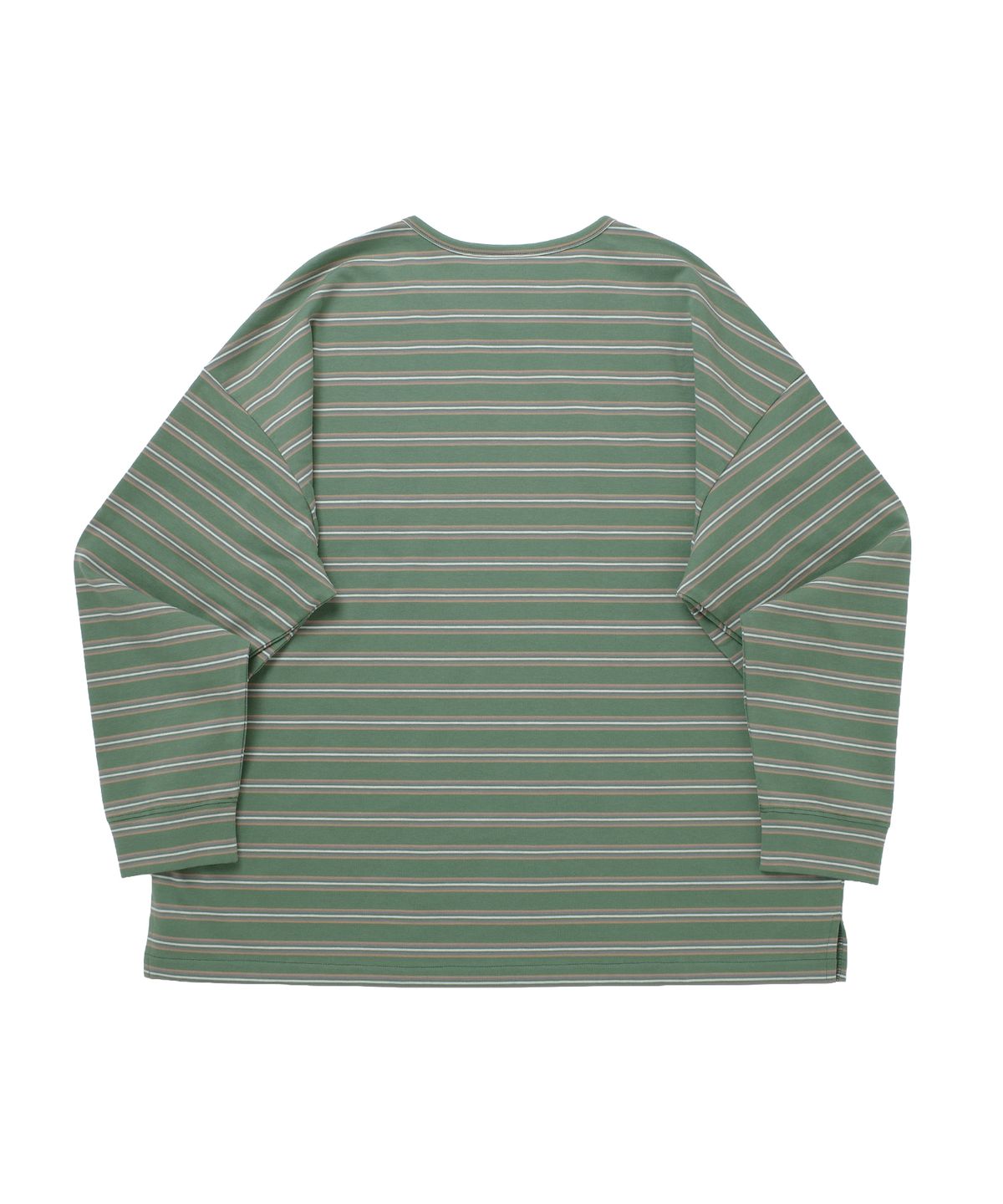 어낫띵(A NOTHING) STRIPE BINDING-NECK BOX TEE (Sage Green)