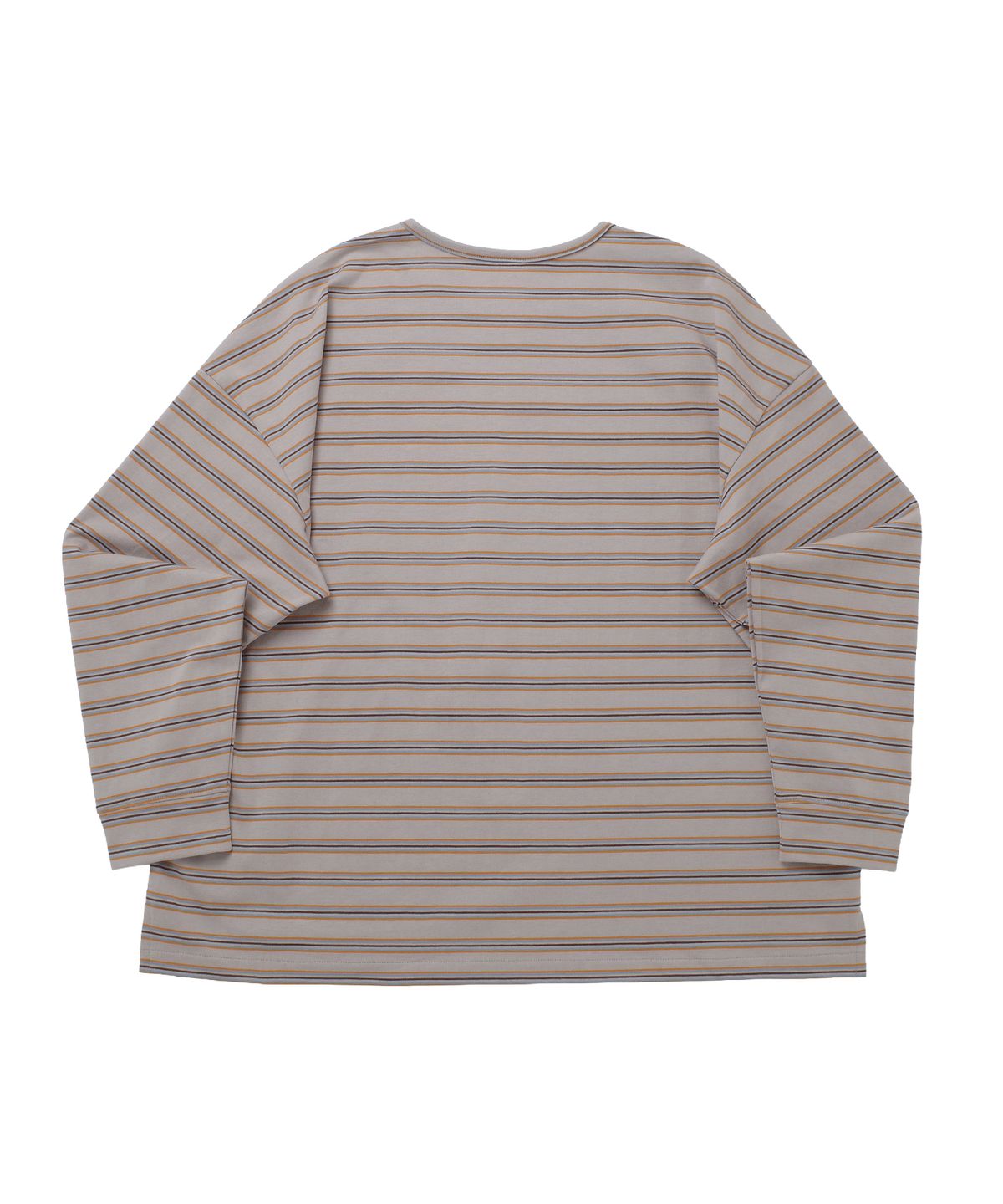 어낫띵(A NOTHING) STRIPE BINDING-NECK BOX TEE (Warm Gray)