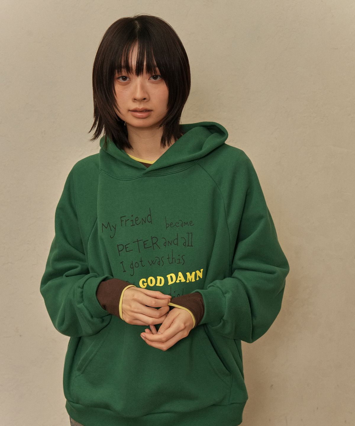 마이네임이즈피터(MYNAMEISPETER) GOD DAWN HOODIE - GREEN