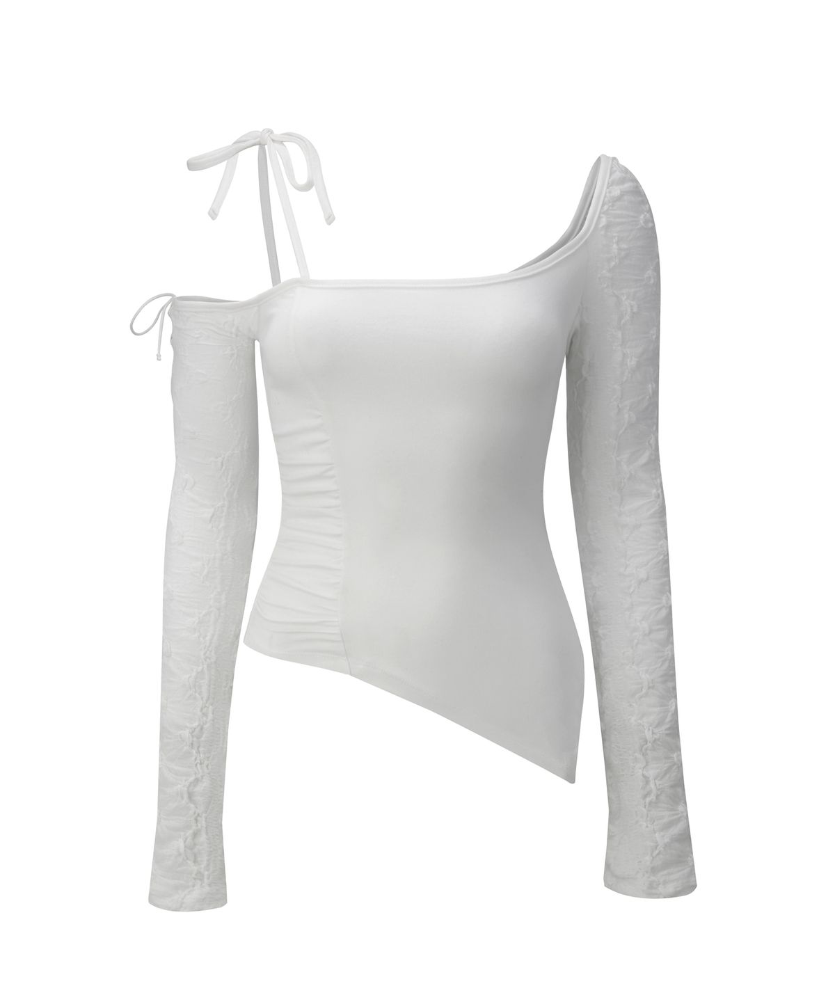 511비전(511VISION) EYELET LACE-UP SLEEVE TOP, WHITE