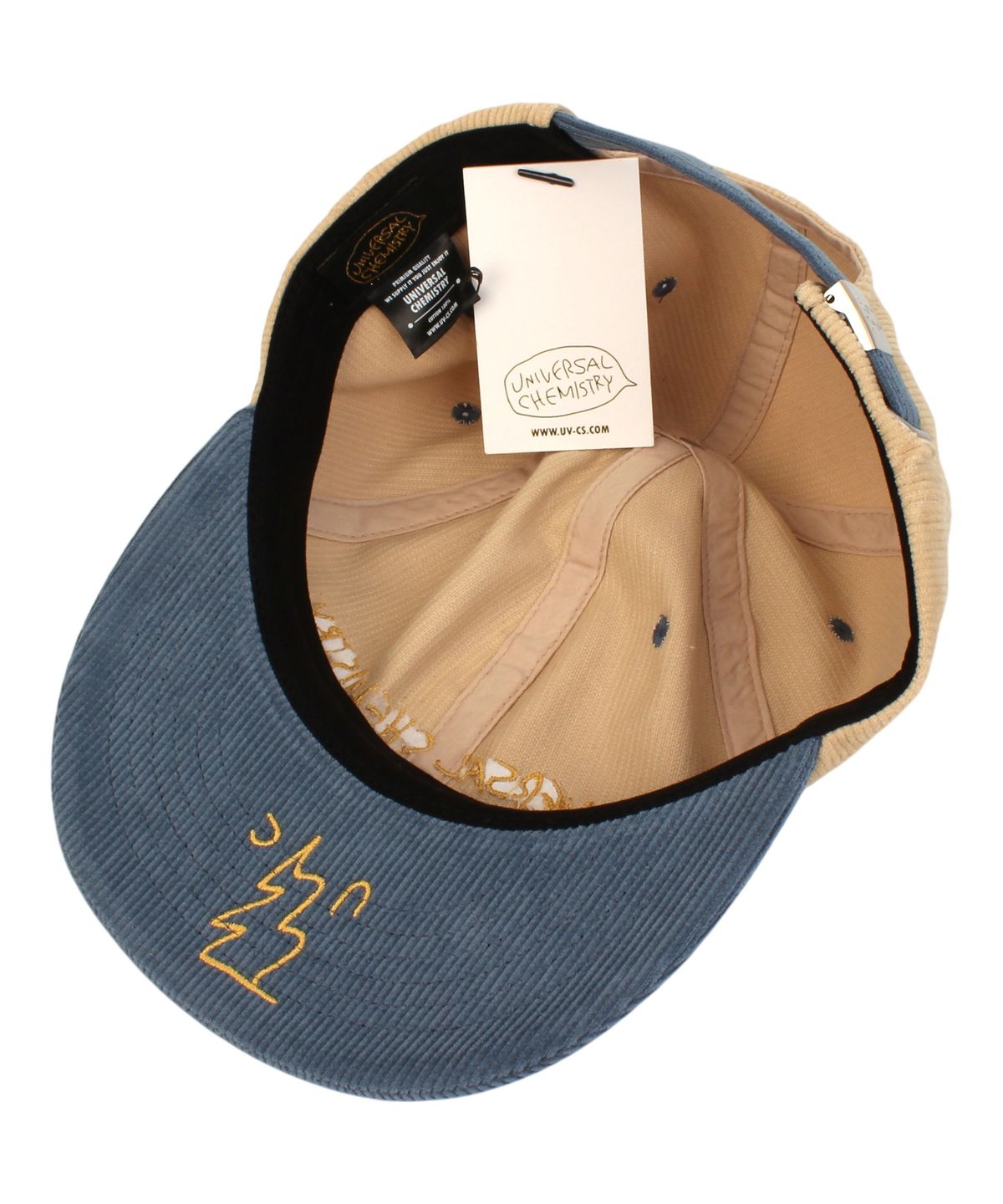 유니버셜 케미스트리(UNIVERSAL CHEMISTRY) Corduroy Logo Beige Strapback Cap