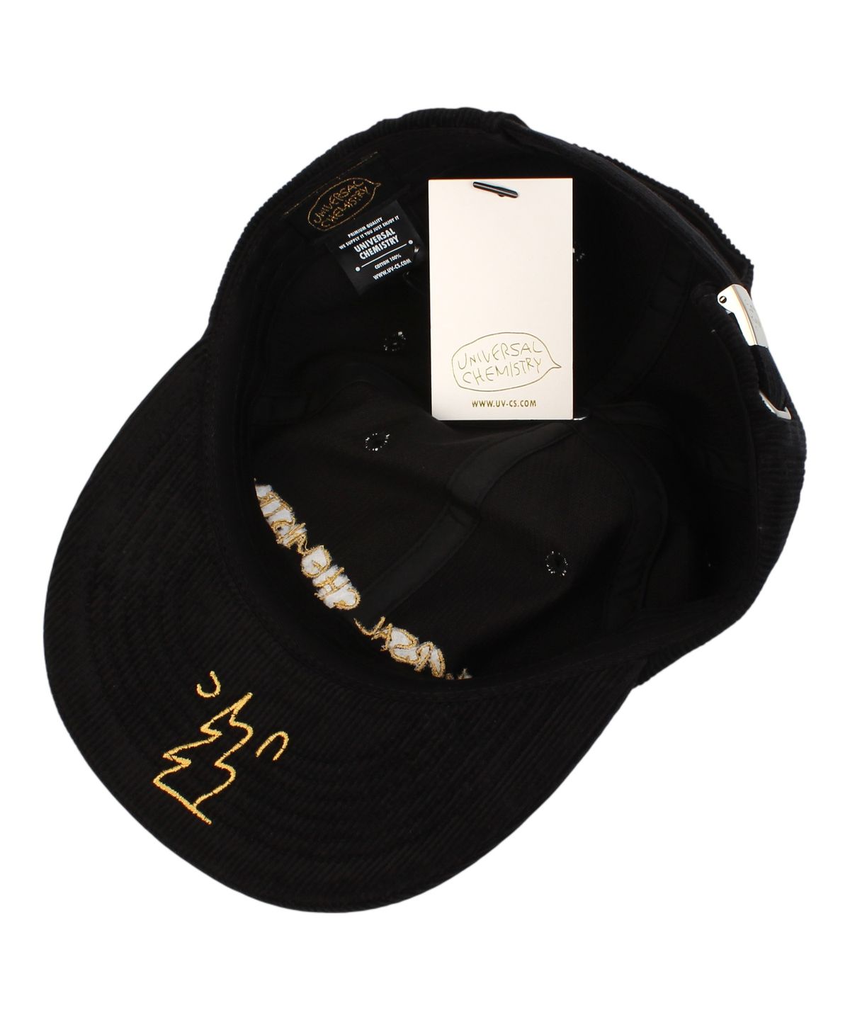 유니버셜 케미스트리(UNIVERSAL CHEMISTRY) Corduroy Logo Black Strapback Cap