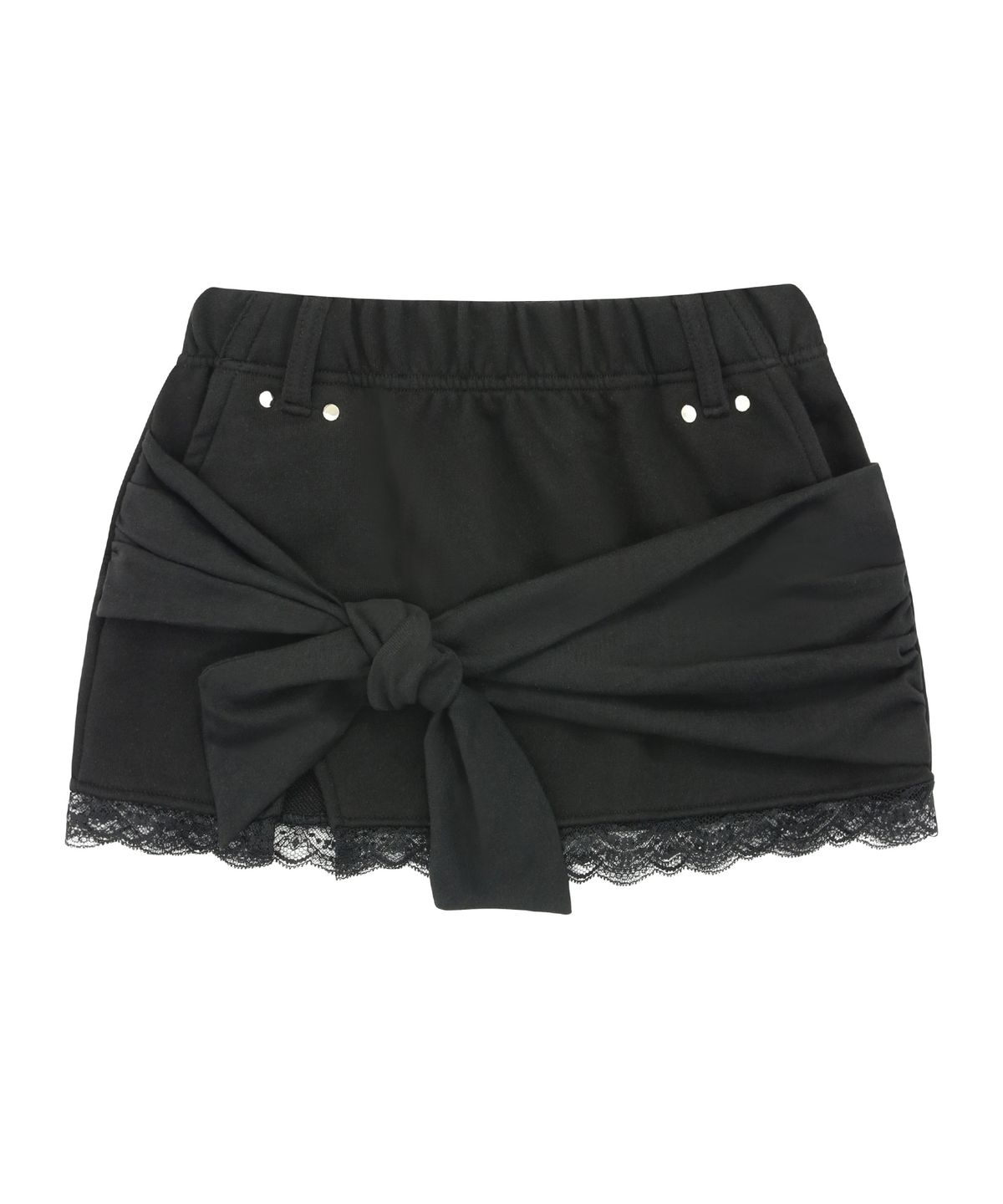 511비전(511VISION) LACE TIE SWEAT MINI SKIRT, BLACK