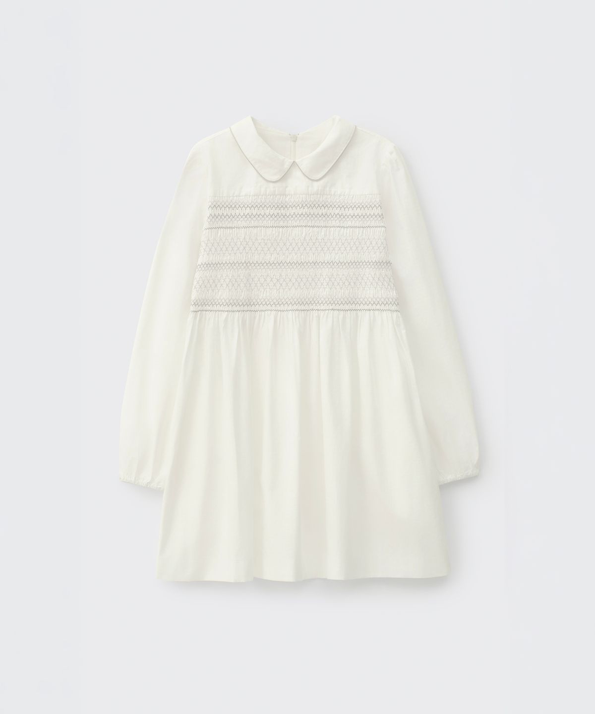 코스모스(COSMOSS) SMOCKED COLLAR MINI DRESS (WHITE)