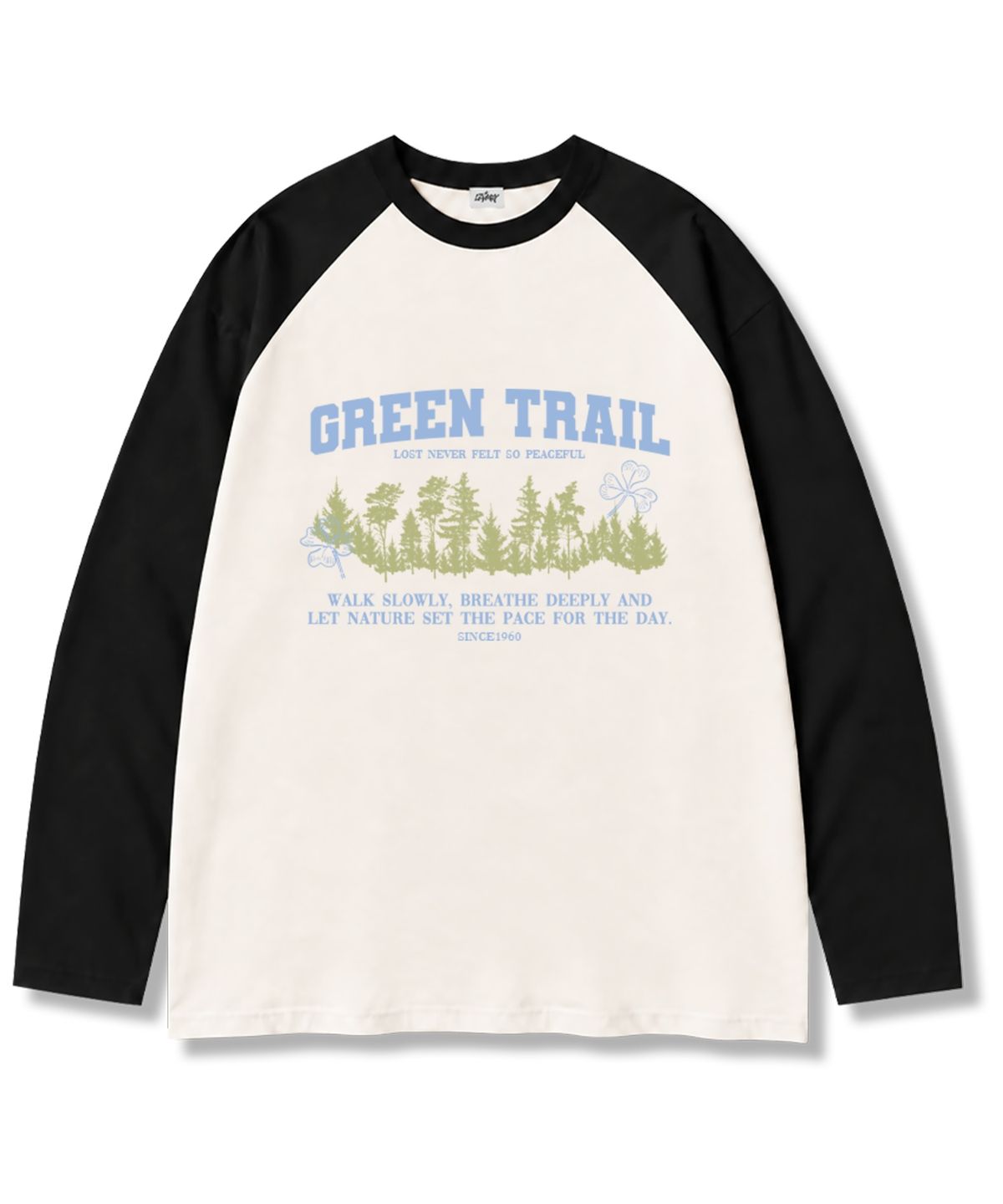 레이지메리(LAZYMERRY) 그린트레일 나그랑 배색 긴팔 티셔츠 3컬러