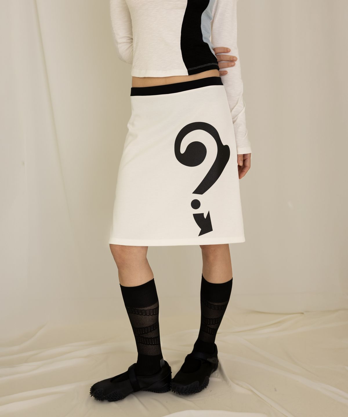 라이라이(LYELYE) QM Printing Midi Skirt [Ivory]