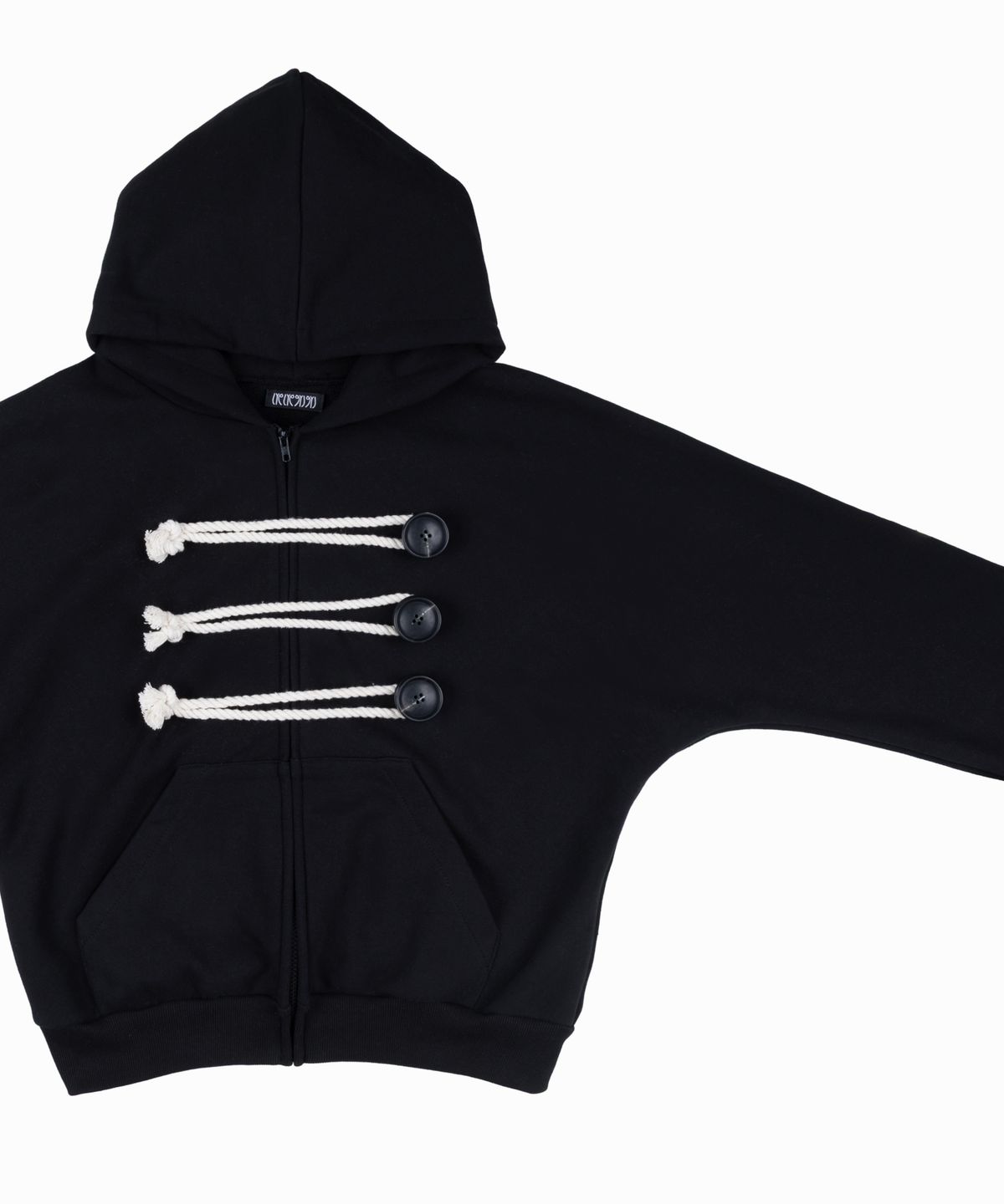 라이라이(LYELYE) Napoleon Rope Hood Zip Up [Black]