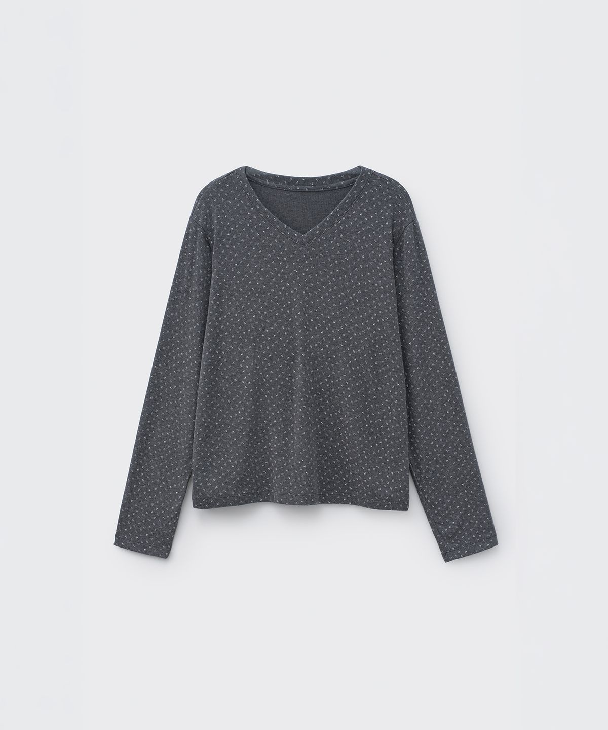 코스모스(COSMOSS) SOFT V-NECK TOP (GREY FLORAL)