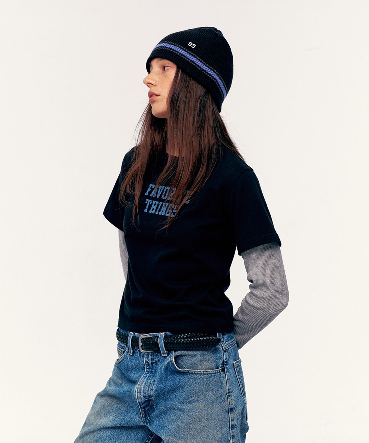 베케이션스팟(VACATIONSPOT) Stripe 99 Beanie Black