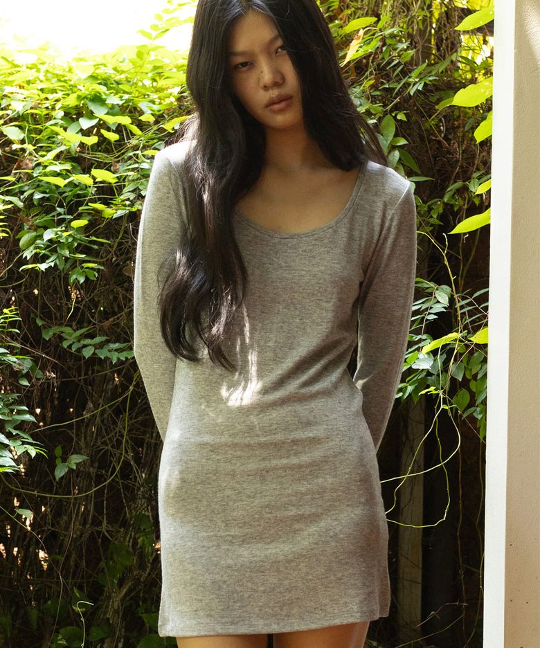 위스퍼 울 드레스 - 그레이