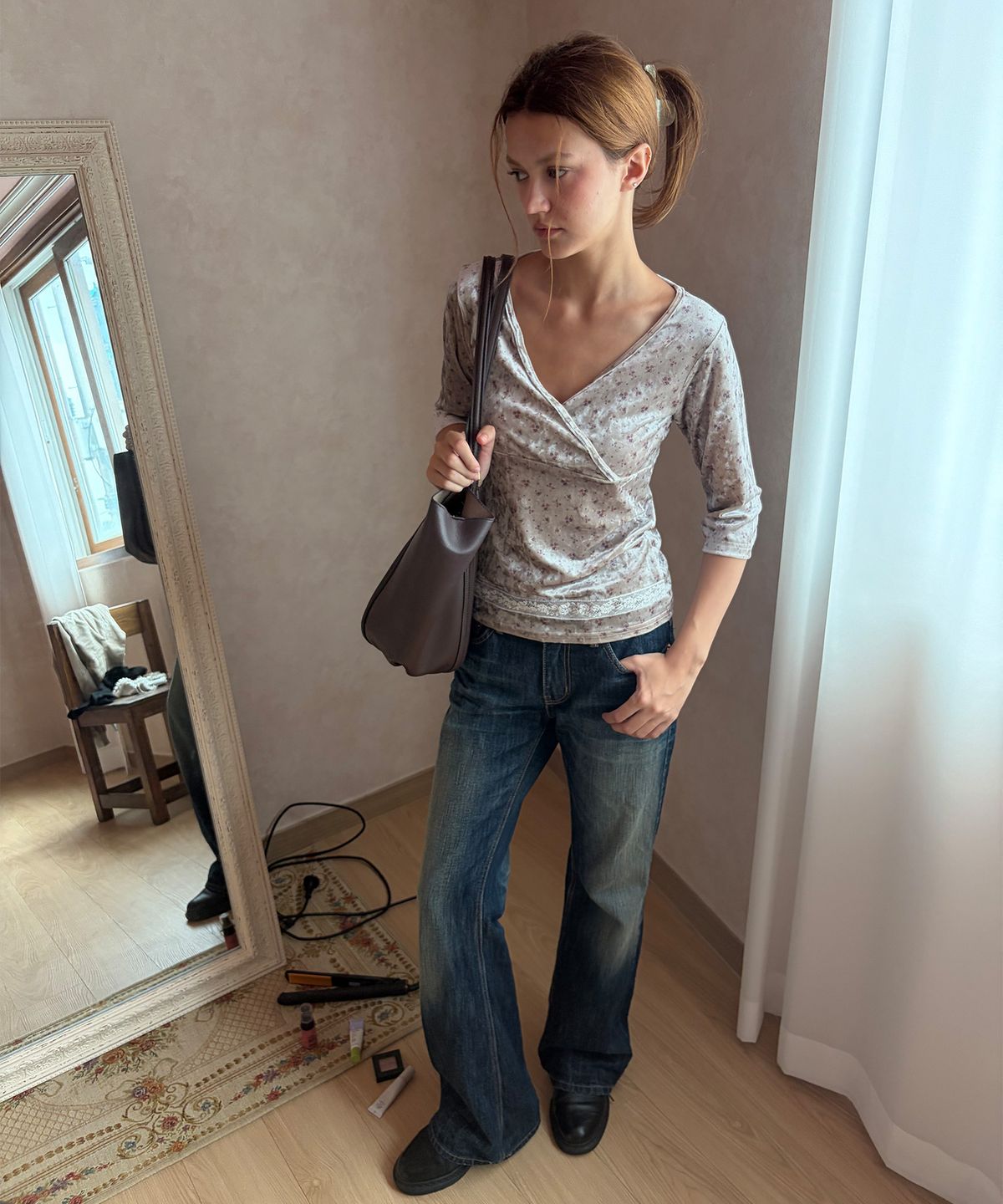 마르제(MARJE) Lace lune wrap t Flower