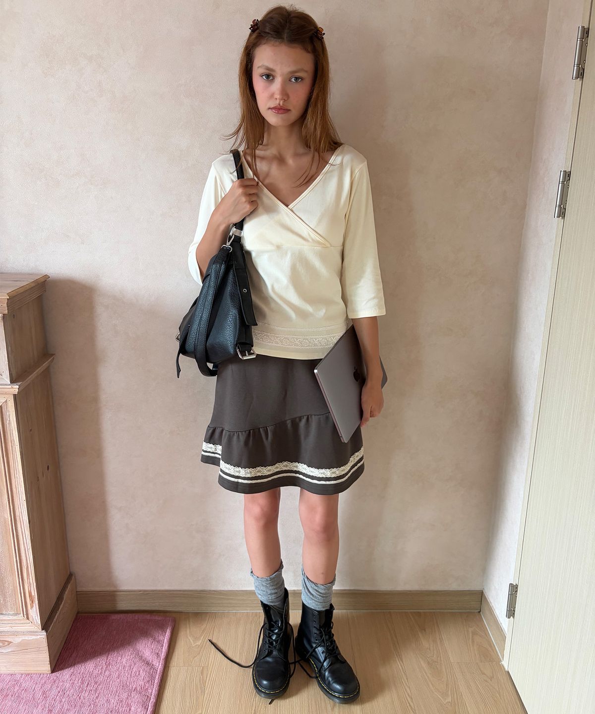마르제(MARJE) Vintage midi skirt Khaki