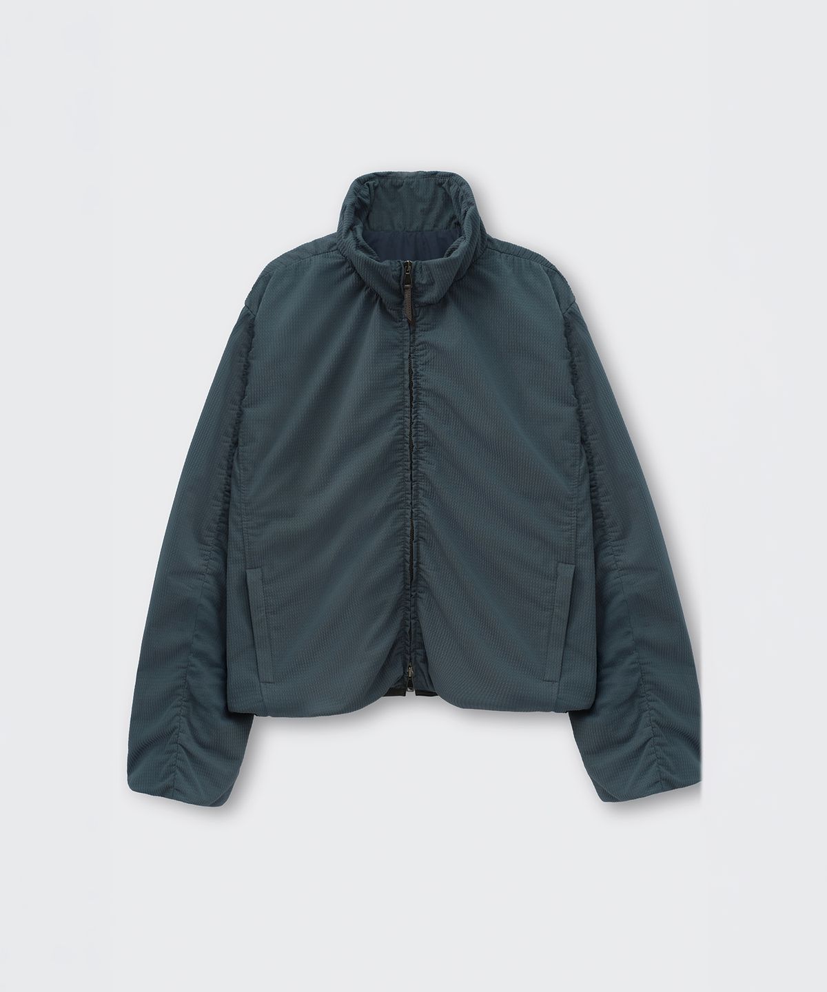 코스모스(COSMOSS) GATHERED TEXTURE JACKET (DUSTY TEAL)
