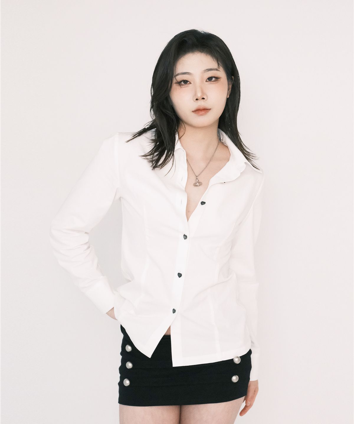 해빙(HAEBING) Heart Shaped Button-Up Shirt