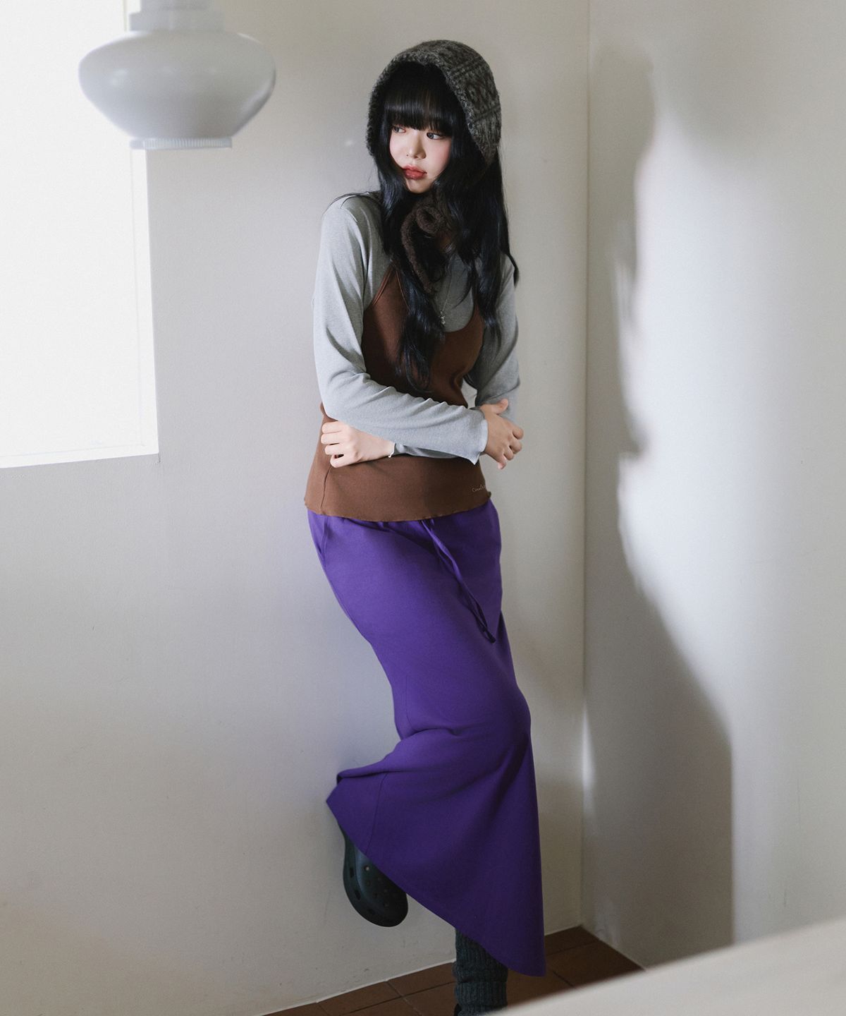 코랄리크(CORALIQUE) 홀터넥 레이어드 티셔츠 라이트그레이