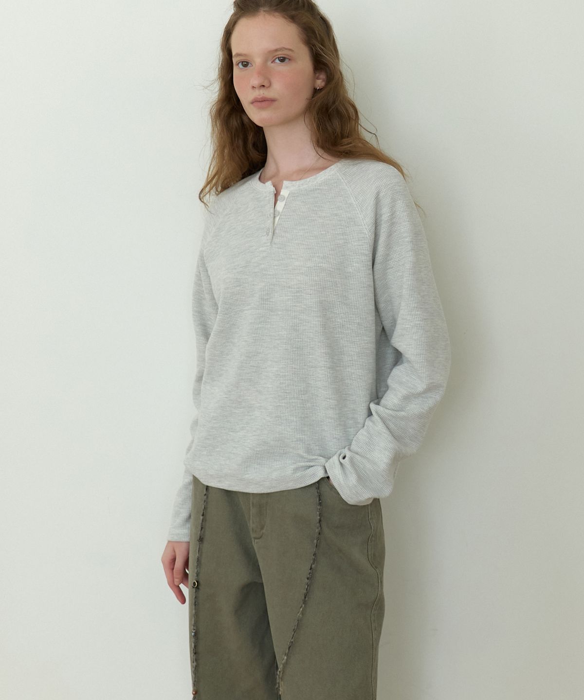 더미튼(THEMITTEN) Sylvan waffle t-shirt (oat melange)