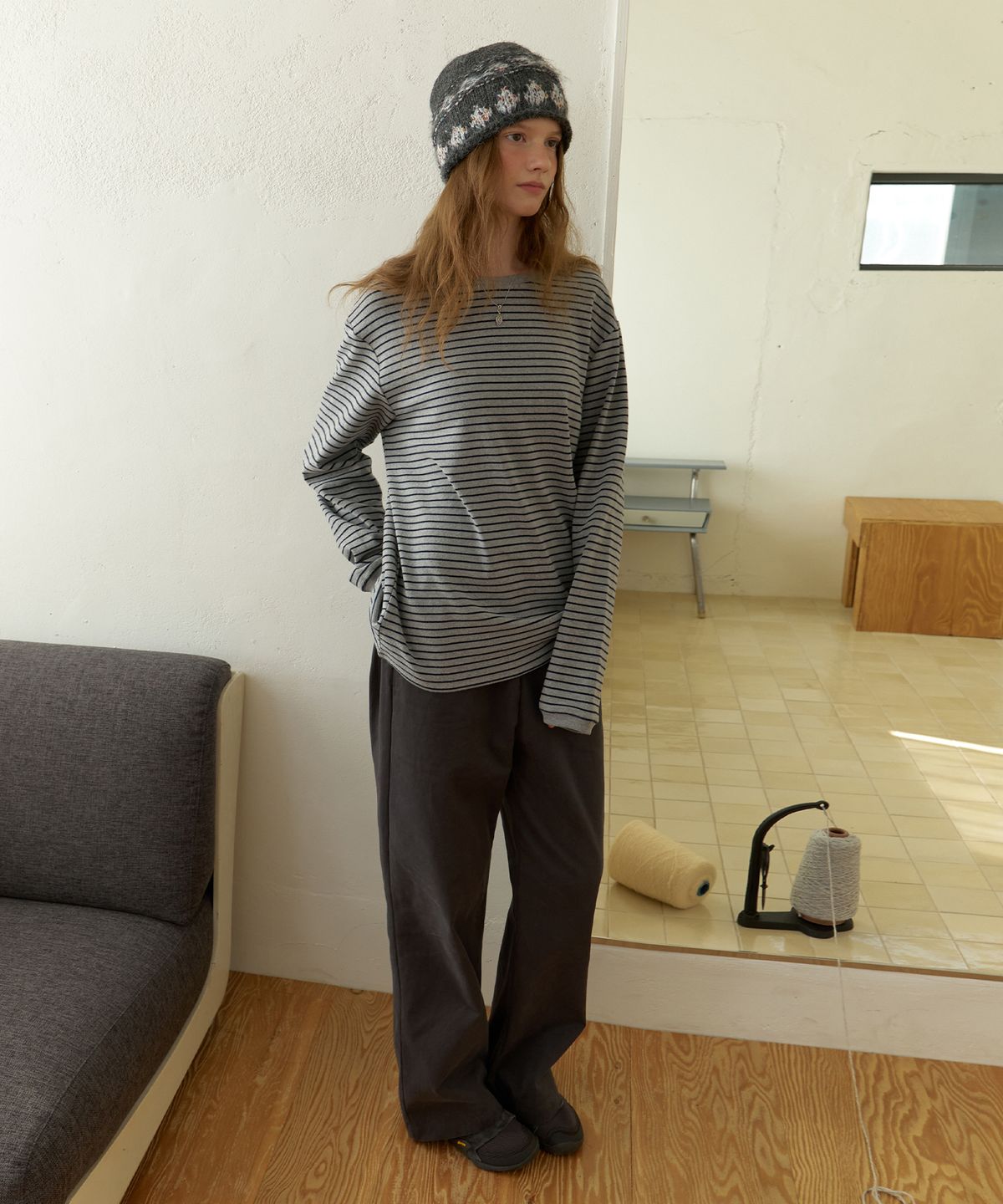 더미튼(THEMITTEN) Barn overfit t-shirt (gy/ny stripe)