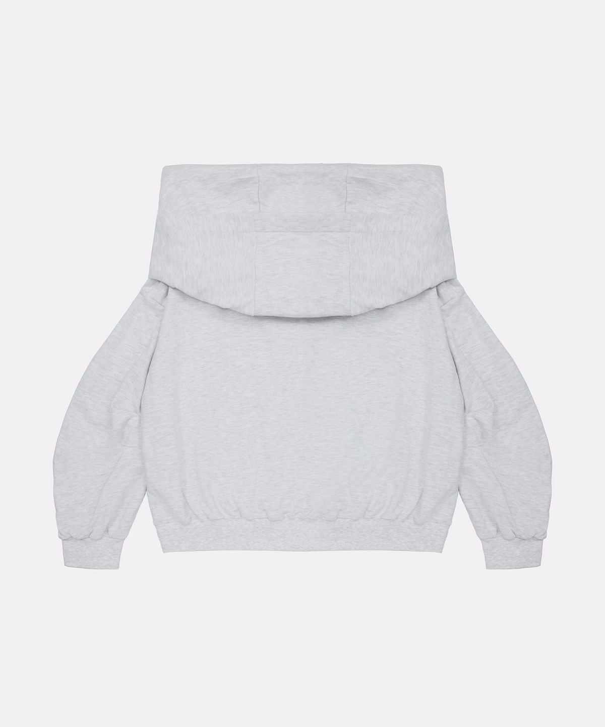 우네씬(UUNE SCENE) Signature Logo Asymmetric Off-Shoulder Hoodie_Light Melange