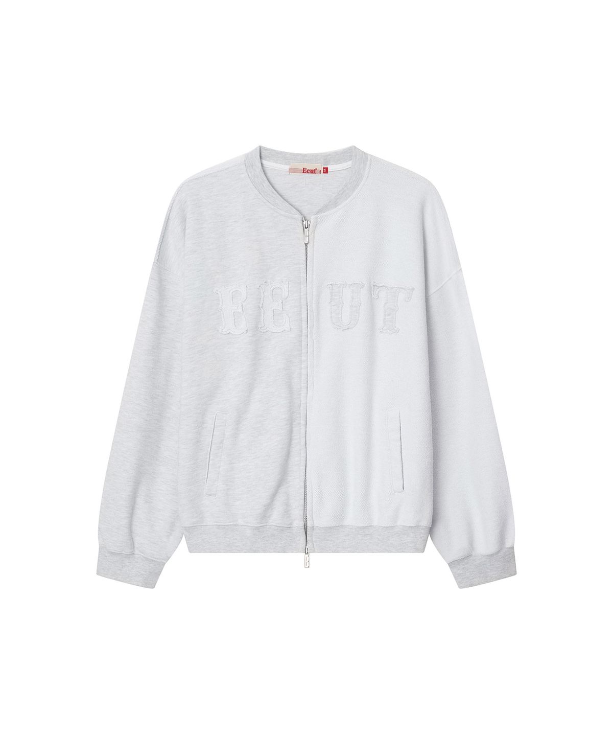 이우트(EEUT) EEUT APPLIQUE SWEAT ZIP UP / MELANGE WHITE