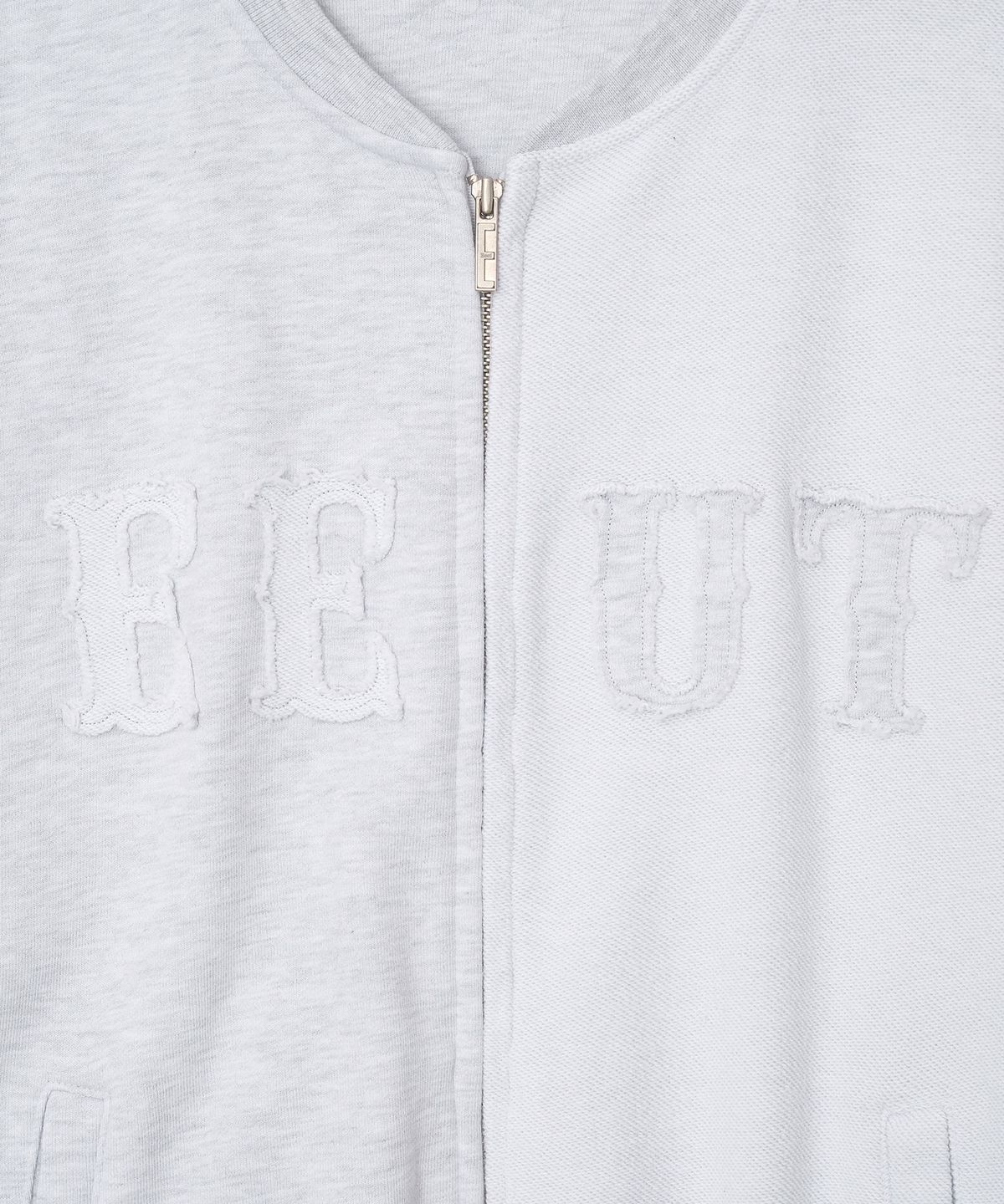 이우트(EEUT) EEUT APPLIQUE SWEAT ZIP UP / MELANGE WHITE
